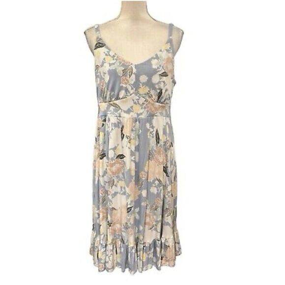 Torrid Super Soft Sz 00 M/L Mini shirred Skater Dress Sundress Blue Foral Boho - Picture 1 of 9